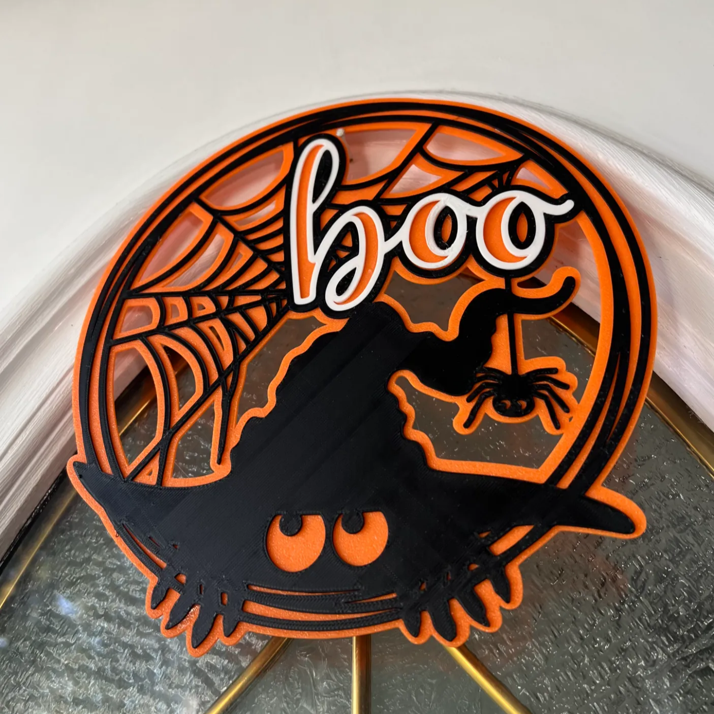 Boo Witch Hat Spider Halloween Sign